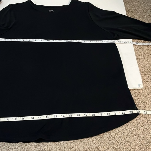 J. Jill Pima tie-sleeve Tee Black Cotton Bell-sleeve Crew Neck Casual Too - Picture 5 of 10